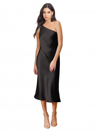 Outlet Stretch Satin Black Sleeveless Sheath Evening Dress UK