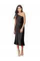 Outlet Stretch Satin Black Sleeveless Sheath Evening Dress UK