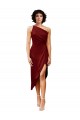Outlet Stretch Satin Burgundy Sleeveless Sheath Evening Dress UK