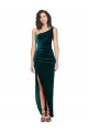 Outlet Stretch Velvet Dark Green Sleeveless Sheath Low Back Semi Formal Evening Dress UK