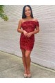 Outlet Velvet Sequin Burgundy Sleeveless Sheath Homecoming Dress UK