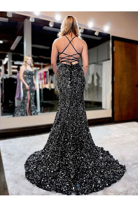 Outlet Velvet Sequin Sleeveless Sheath Evening Evening Dress UK