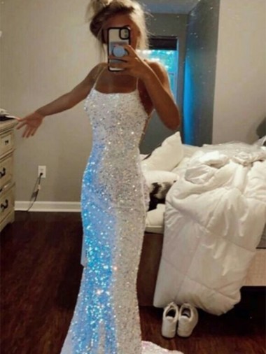 Outlet Velvet Sequin Sleeveless Sheath Spaghetti Straps Evening Dress UK