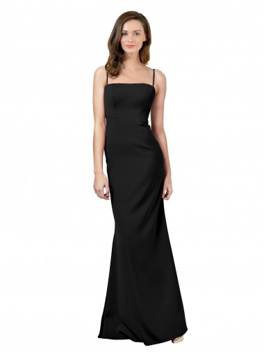 Outlet Stretch Crepe Black Sleeveless Sheath Low Back Evening Dresses UK