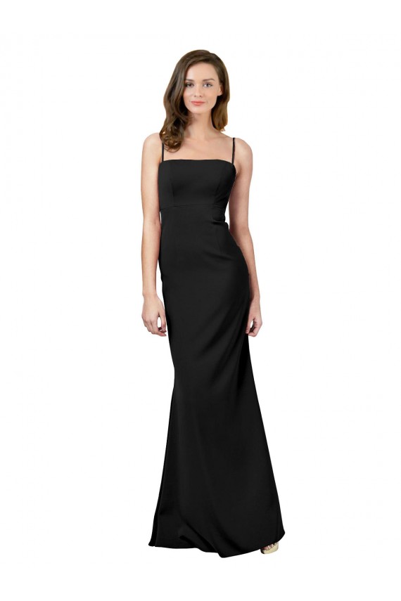 Outlet Stretch Crepe Black Sleeveless Sheath Low Back Evening Dresses UK