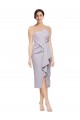 Outlet Stretch Crepe Arctic Lilac Sleeveless Sheath Low Back Evening Dress UK