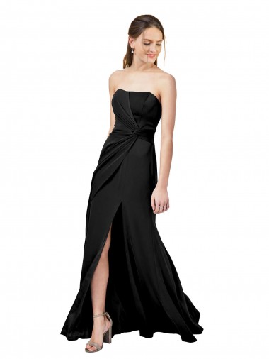 Outlet Stretch Crepe Black Sleeveless Sheath Low Back Wedding Party Dress UK