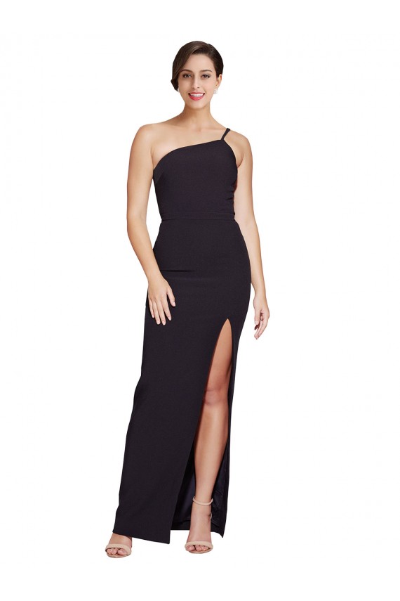 Outlet Stretch Crepe Black Sleeveless Sheath Bridal Party Dress UK