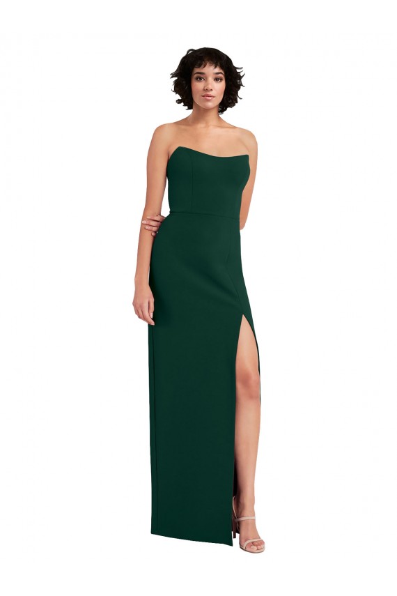 Outlet Stretch Crepe Midnight Green Sleeveless Sheath Low Back Evening Dress UK