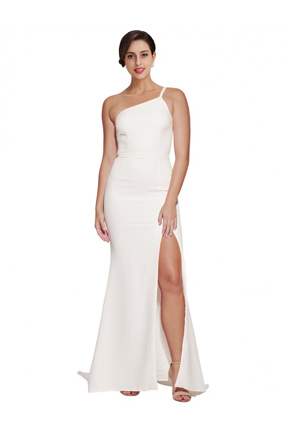 Outlet Stretch Crepe Ivory Sleeveless Sheath Semi Formal Bridal Party Dress UK