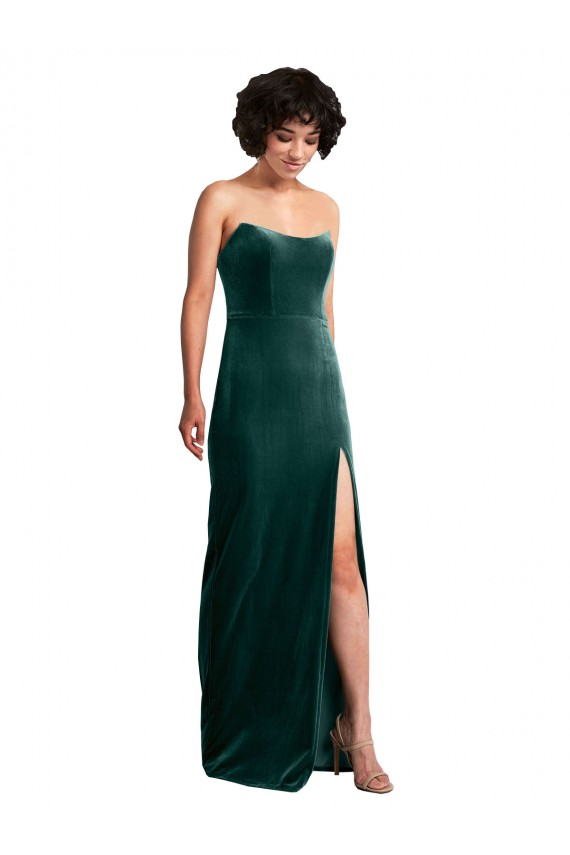 Outlet Stretch Velvet Dark Green Sleeveless Sheath Low Back Sexy Evening Dress UK