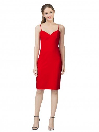 Outlet Stretch Crepe Red Sleeveless Sheath Evening Dress UK