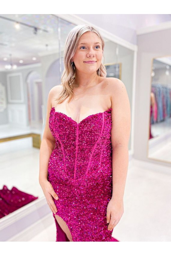Outlet Velvet Sequin Sleeveless Sheath Sweetheart Evening Dress UK