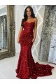 Outlet Velvet Sequin Burgundy Sleeveless Sheath Sweetheart Evening Dress UK