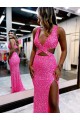 Outlet Velvet Sequin Sleeveless Sheath Long Sweep Train Evening Party Dress UK
