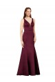 Outlet Satin Burgundy Sleeveless Sheath V-Back Evening Dress UK