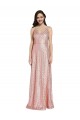 Outlet Sequin Rose Gold Sleeveless Sheath Low Back Evening Dress UK