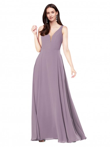 Outlet Soft Chiffon Dark Lavender Sleeveless Sheath V-Back Sexy Evening Dress UK