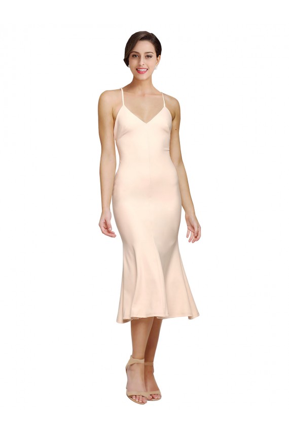Outlet Stretch Crepe Nude Sleeveless Sheath Open Back Evening Dress UK