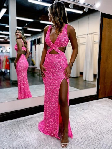 Outlet Velvet Sequin Sleeveless Sheath Long Sweep Train Evening Party Dress UK