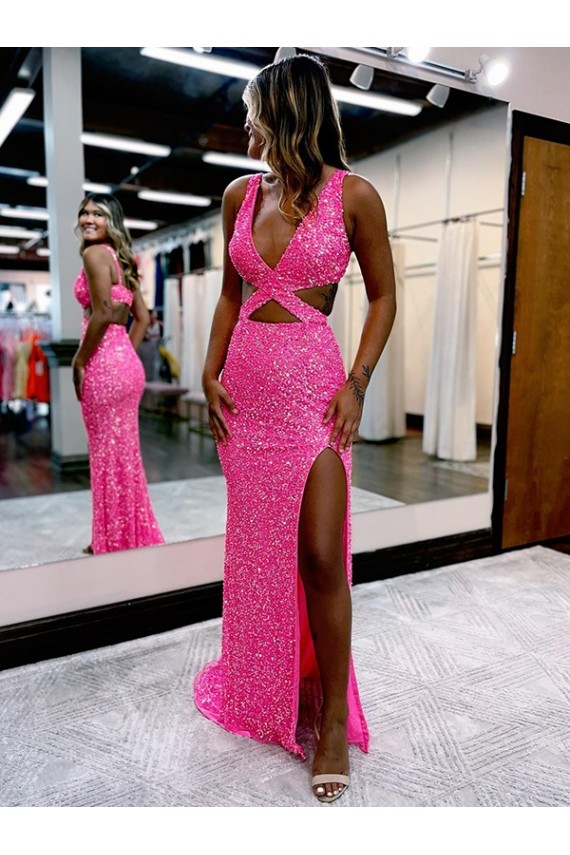 Outlet Velvet Sequin Sleeveless Sheath Long Sweep Train Evening Party Dress UK