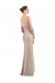 Outlet Sparkling Sequin Silver Sleeveless Sheath V-Back Evening Dress UK