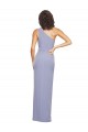 Outlet Stretch Crepe Smoke Blue Sleeveless Sheath Evening Dress UK