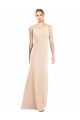 Outlet Stretch Crepe Nude Sleeveless Trumpet Open Back Semi Formal Evening Dress UK