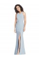 Outlet Stretch Crepe Light Sky Blue Sleeveless Trumpet Open Back Semi Formal Evening Dress UK
