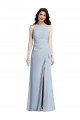 Outlet Stretch Crepe Light Sky Blue Sleeveless Trumpet Maxi Wedding Party Dress UK