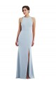 Outlet Stretch Crepe Light Sky Blue Sleeveless Trumpet Open Back Evening Dress UK
