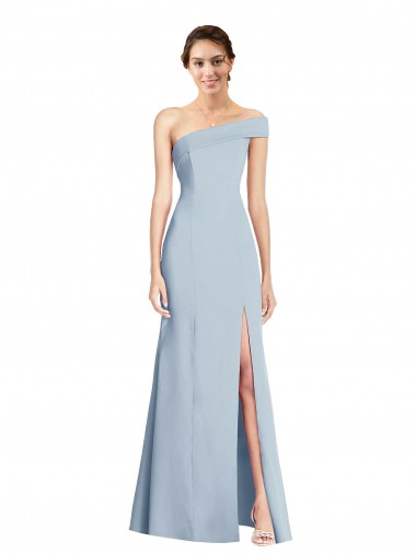Outlet Stretch Crepe Light Sky Blue Sleeveless Trumpet Wedding Party Dress UK
