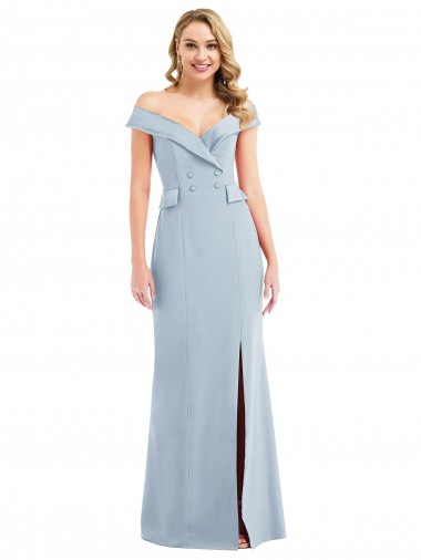 Outlet Stretch Crepe Light Sky Blue Sleeveless Trumpet Semi Formal Evening Gown UK