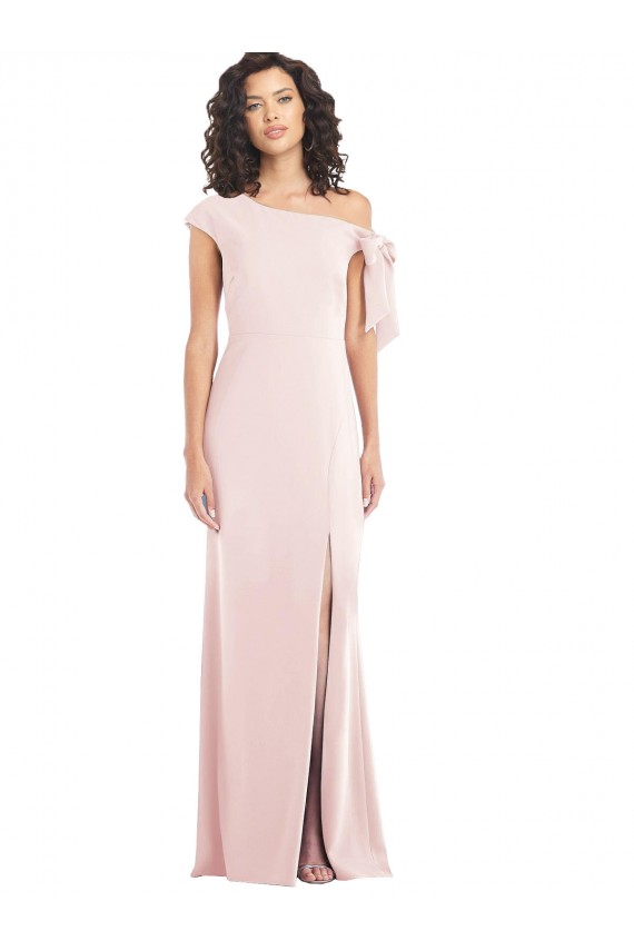 Outlet Stretch Crepe Pink Cap Sleeves Trumpet Maxi Evening Dress UK