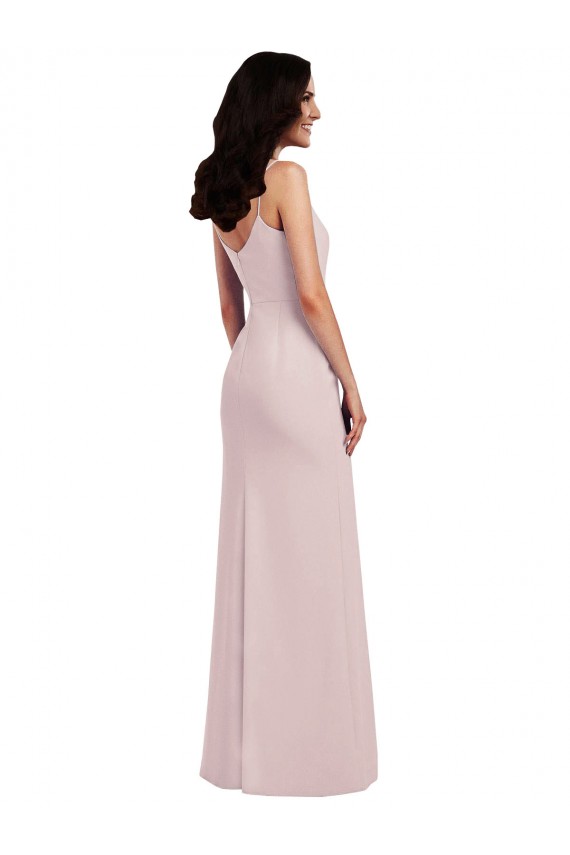 Outlet Stretch Crepe Sleeveless Trumpet V-Back Evening Dress UK