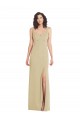 Outlet Stretch Crepe Champagne Sleeveless Trumpet Low Back Evening Dress UK