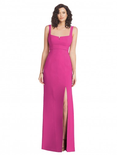 Outlet Stretch Crepe Fuchsia Sleeveless Trumpet Low Back Maxi Evening Dress UK