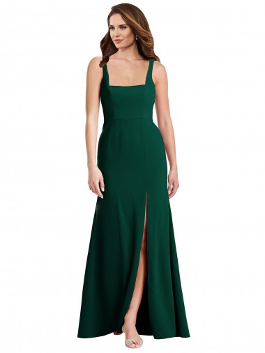 Outlet Stretch Crepe Midnight Green Sleeveless Trumpet Maxi Evening Dress UK