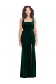 Outlet Stretch Velvet Dark Green Sleeveless Trumpet Maxi Evening Dress UK