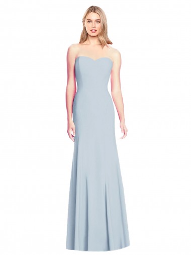 Outlet Stretch Crepe Light Sky Blue Sleeveless Trumpet Low Back Evening Dress UK