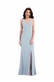 Outlet Stretch Crepe Light Sky Blue Sleeveless Trumpet Open Back Maxi Wedding Party Dress UK