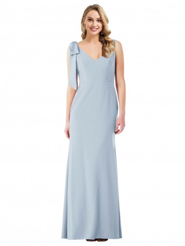 Outlet Stretch Crepe Light Sky Blue Sleeveless Trumpet V-Back Semi Formal Evening Dress UK