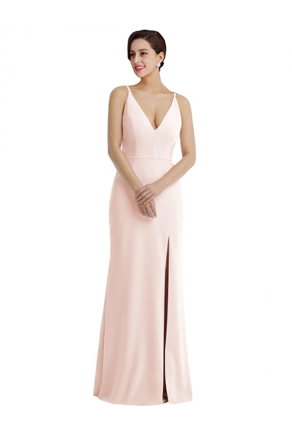 Outlet Stretch Crepe Pink Sleeveless Trumpet V-Back Evening Dress UK