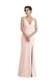 Outlet Stretch Crepe Pink Sleeveless Trumpet V-Back Evening Dress UK