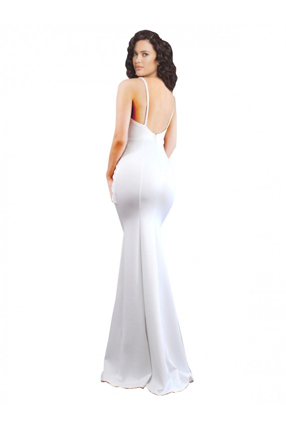 Outlet Stretch Crepe White Sleeveless Mermaid Low Back Sexy Evening Dress UK